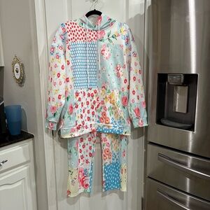 Floral Patchwork 2 Piece Hoodie Outfit